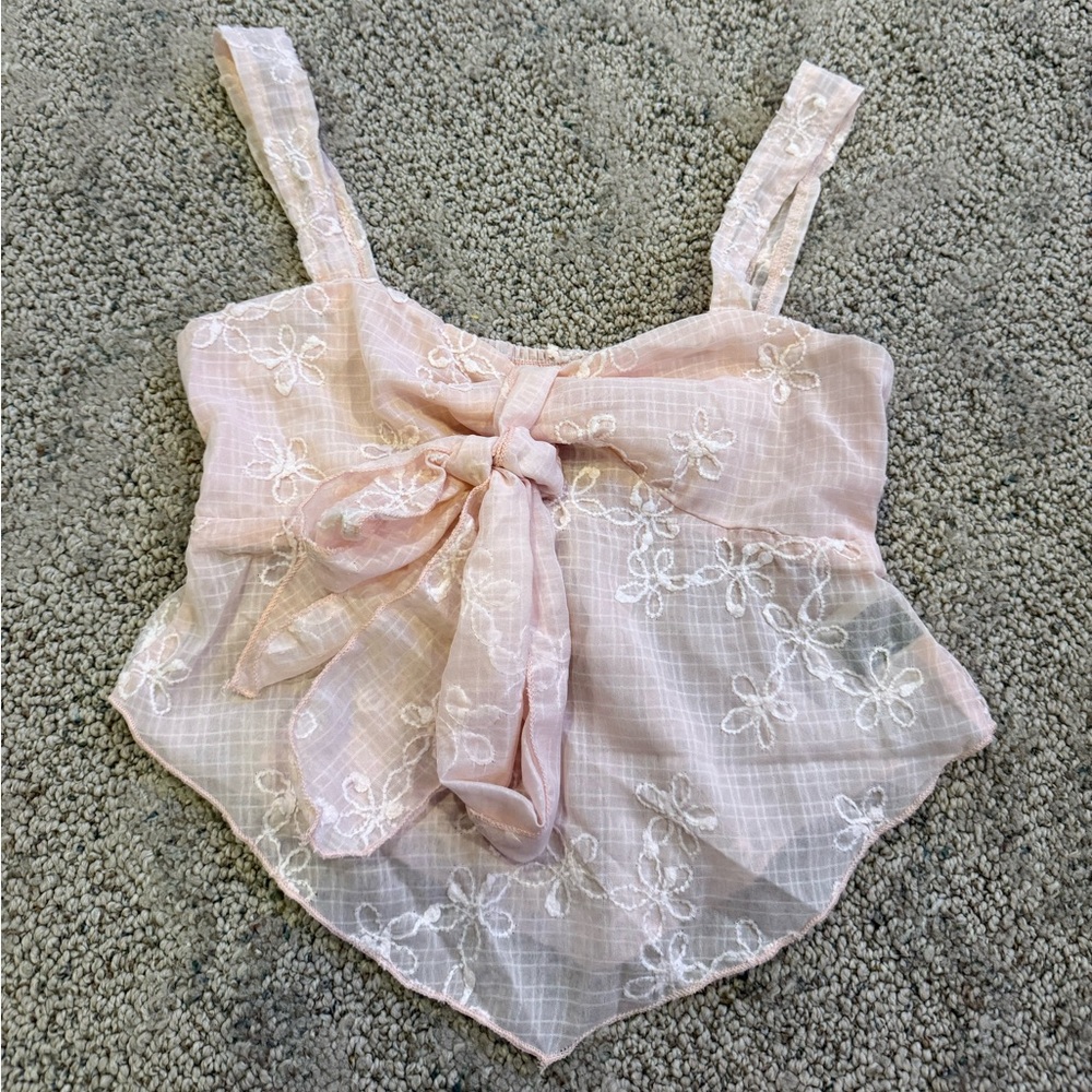 SHEIN Light Pink Embroidered Top